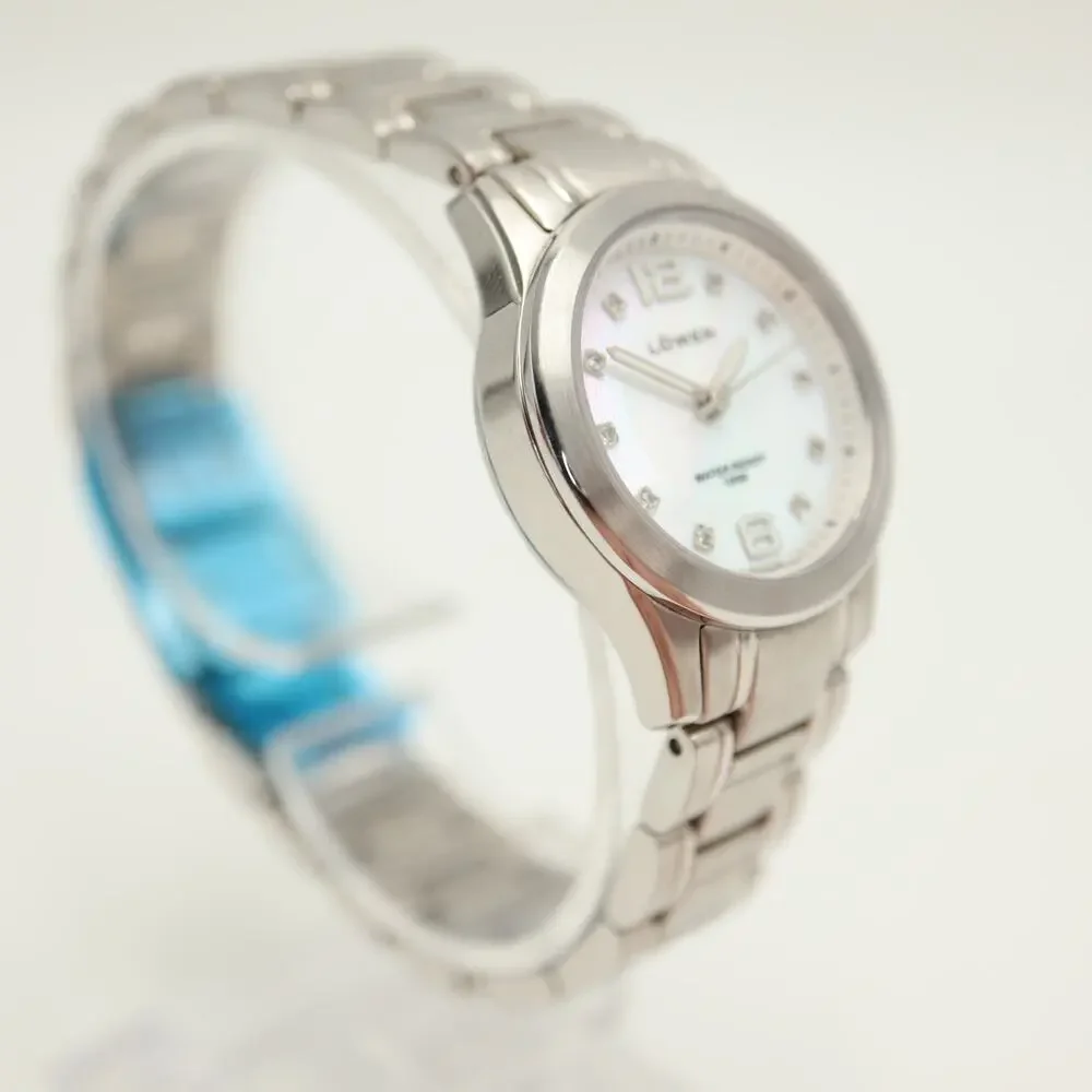 Lowen Swiss Stainless Steel 27mm Watch Genuine Diamonds Sapphire Crystal 100M